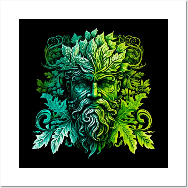 Jack Of The Wood Traditional Pagan Celtic Greenman Wall Art by ShirtFace